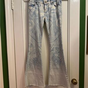 Free People Bali Print Flare Jeans Size 26
